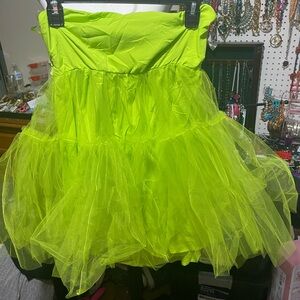 Vibrant Neon Green Strapless Tulle Dress
